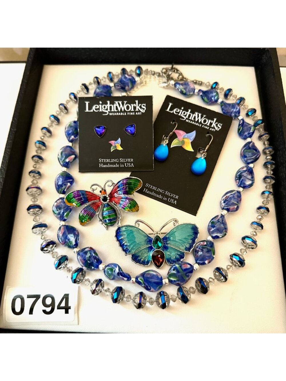 Jewelry Lot Vintage Modern Art Glass Crystal Necklaces Earrings Butterflies